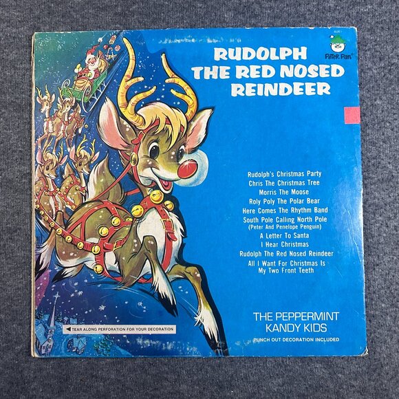1981 Rudolph The Red Nosed Reindeer LP Peter Pan Peppermint Kandy Kids Vinyl - Picture 1 of 16